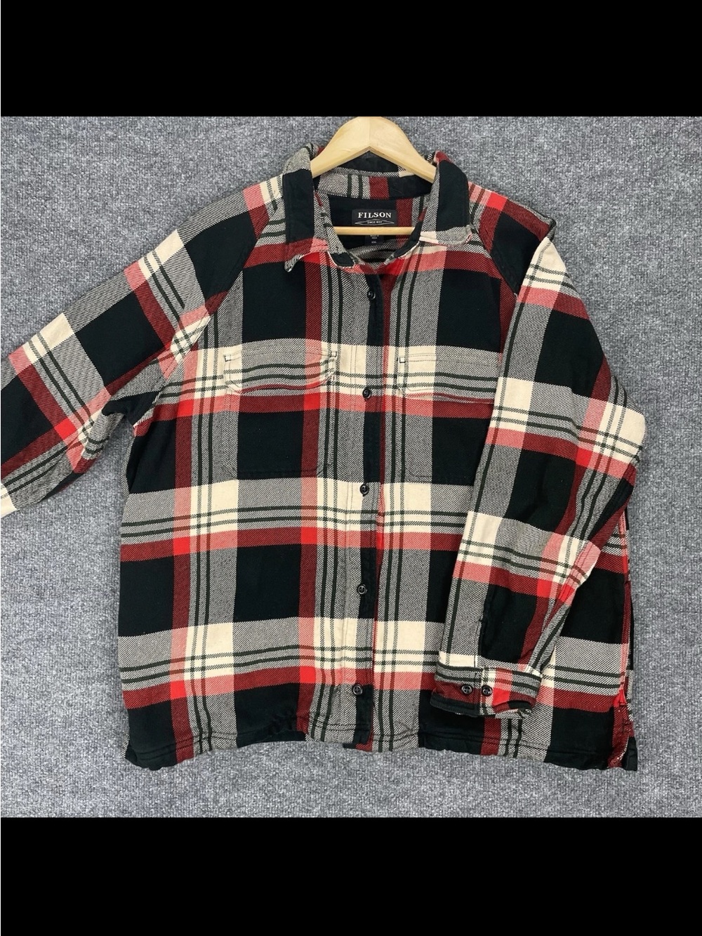 Filson Womens XXL Flannel Shirt Jacket Plaid Button Up Tartan Red Cotton Shacket - Picture 3 of 12